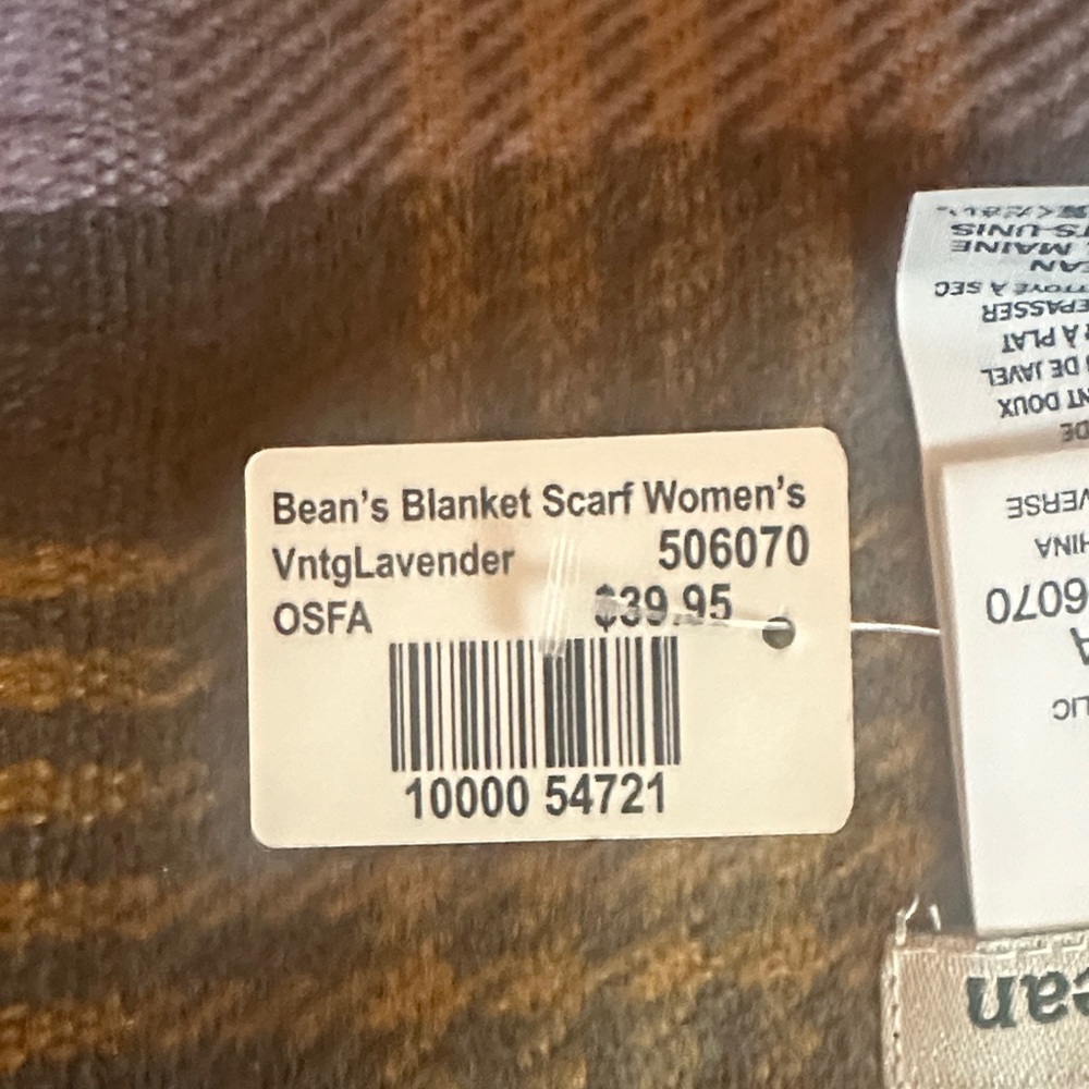 L.L. Bean Plaid Scarf in Brown and Purple - Picture 2 of 2